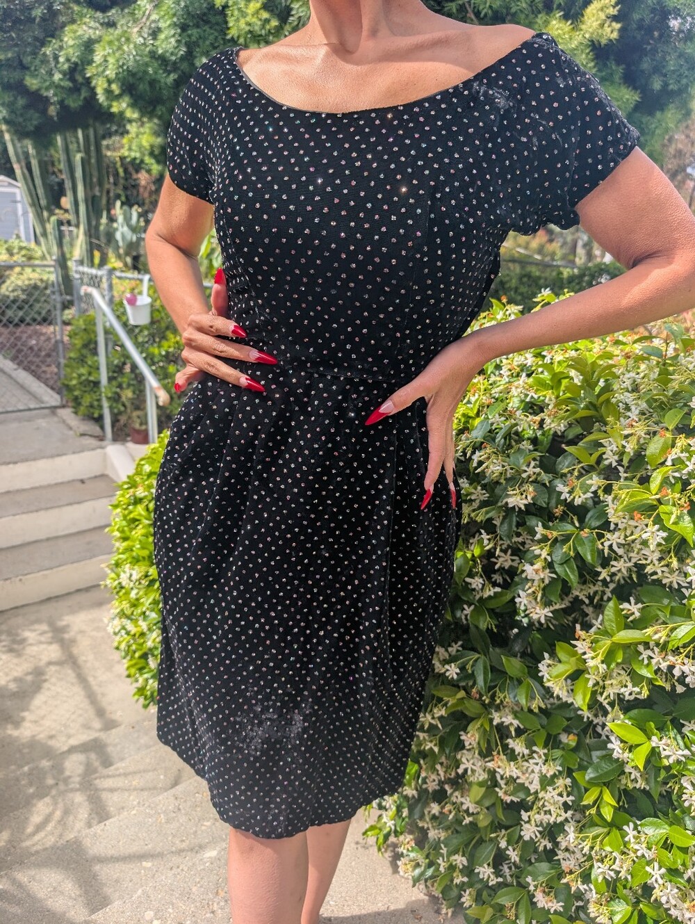 Vtg Sparkly Suzy Perette Velvet Dress